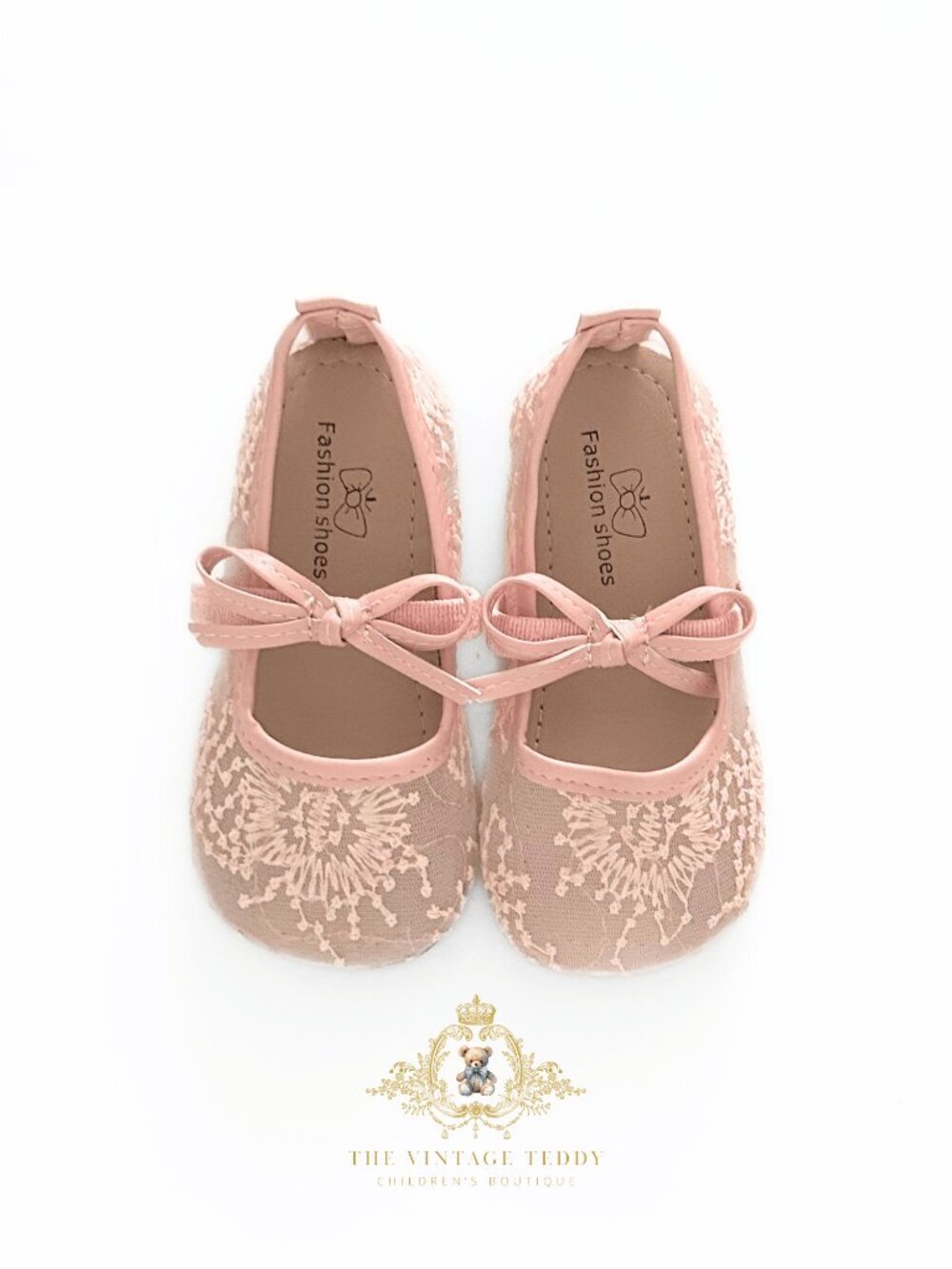 NWT Pretty Girls Embroidered Lace Flats Children's Shoes Kids Shoes Bow Pink 8